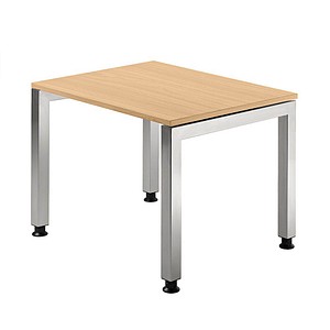HAMMERBACHER Prokura höhenverstellbarer Schreibtisch buche rechteckig, 4-Fuß-Gestell silber 80,0 x 80,0 cm