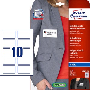 200 AVERY Zweckform Namensetiketten J4785-20 weiß
