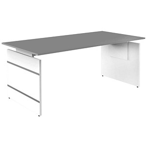 Kerkmann Priola höhenverstellbarer Schreibtisch grafit rechteckig, Wangen-Gestell weiß 180,0 x 80,0 cm