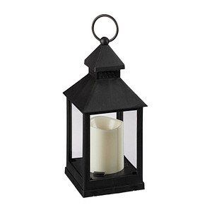 4052025254322 - Led Laternen 2er Set Kerze mit Flammeneffekt Outdoor geeignet nostalgische Deko-Laterne h 23 cm schwarz - Relaxdays