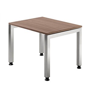 HAMMERBACHER Prokura höhenverstellbarer Schreibtisch nussbaum rechteckig, 4-Fuß-Gestell silber 80,0 x 80,0 cm