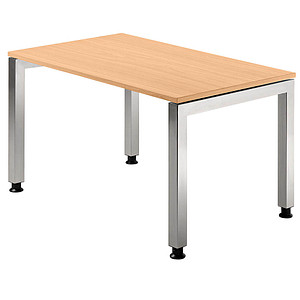 HAMMERBACHER JS12 höhenverstellbarer Schreibtisch buche rechteckig, 4-Fuß-Gestell silber 120,0 x 80,0 cm