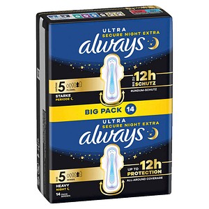 always Binden Ultra Secure Night Extra mit Flügeln für sehr starke Nächte, 14 St.
