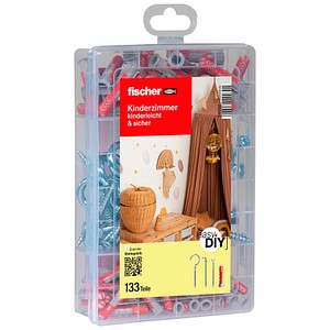 fischer easyDIY Box Kinderzimmer 541507 Dübel- und Schrauben-Sortiment, 133-teilig