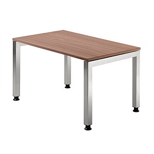 HAMMERBACHER JS12 höhenverstellbarer Schreibtisch nussbaum rechteckig, 4-Fuß-Gestell silber 120,0 x 80,0 cm
