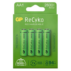 4 GP Akkus ReCyko+ Mignon AA 2.600 mAh
