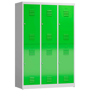 4061815857650 - Spind ClassiX gelbgrün lichtgrau X-523235 6 Schließfächer 1185 x 500 x 1800 cm  4061815857650 LÜLLMANN