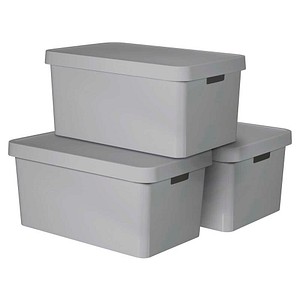3253921721302 - Curver Organizer INFINITY (Set 3 St) Aufbewahrungsbox stapelbar je 45 Liter grau