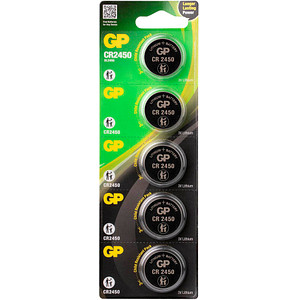 5XCR 2450 GP - Lithium-Knopfzelle, 3 V, 600 mAh, 24,0x5,0 mm, 5er-Pack