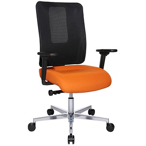 Topstar Bürostuhl Sitness Open X (N) Deluxe Alu mit Schiebesitz, OX39WTW2 T340 Stoff orange, Gestell alu