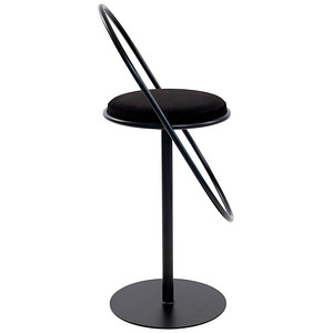 3660141960389 - meet by Paperflow Barhocker Saturne mit Rückenlehne Sitzhöhe 765 mm gepolstert zu 100 % recycelbar Samtbezug schwarz Gestell schwarz