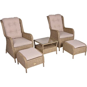 Garden Pleasure Loungegruppe Valencia beige, braun Kunststoff, Metall, 11-teilig