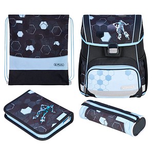 4008110399737 - Schulranzen-Set Loop Plus Cyber Soccer Kunstfaser grün 4008110399737 Herlitz