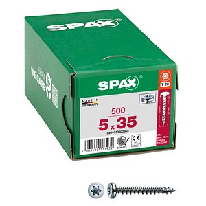 4003530113932 - Universalschraube 5 x 35 mm 500 Stück Vollgewinde Halbrundkopf t-star plus T20 4CUT wirox - 0201010500355 - Spax 4003530113932 - Universalschraube 5 x 35 mm 500 Stück Vollgewinde Halbrundkopf t-star plus T20 4CUT wirox - 0201010500355 - Spax