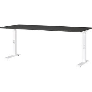 4005949791237 - Schreibtisch DOWNEY 7912-569 manuell höhenverstellbar 68-91cm (H) 180cmx80cm (BxT) rechteckig grafit   Weiß 4005949791237 GE