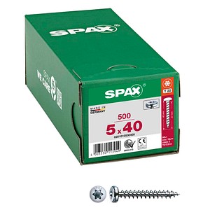 4003530113949 - Universalschraube 5 x 40 mm 500 Stück Vollgewinde Halbrundkopf t-star plus T20 4CUT wirox - 0201010500405 - Spax