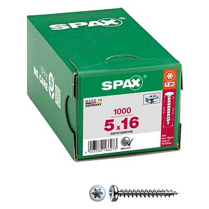 4003530166273 - Universalschraube 5 x 16 mm 1000 Stück Vollgewinde Halbrundkopf t-star plus T20 4CUT wirox - 0201010500165 - Spax 4003530166273 - Universalschraube 5 x 16 mm 1000 Stück Vollgewinde Halbrundkopf t-star plus T20 4CUT wirox - 0201010500165 - Spax