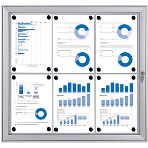 8595578356540 - Schaukasten S-Line 6 x A4 Metallrückwand weiß silber magnetisch 8595578356540 Showdown Displays