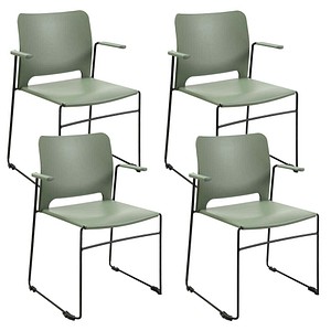 4 Topstar Besucherstühle Visit Lite RE10AOO olivgrün Kunststoff