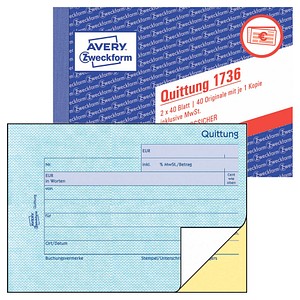 AVERY Zweckform Quittung 1736 selbstdurchschreibend A6 4004182017364 AVERY Zweckform