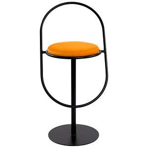 3660141960402 - meet by Paperflow Barhocker Saturne mit Rückenlehne Sitzhöhe 765 mm gepolstert zu 100 % recycelbar Samtbezug safran Gestell schwarz