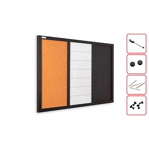 5905481600136 - Kombitafeln 3-in-1 Kombitafel CO64KBM_BK Kork Whiteboard Kreide Holz 5905481600136 ALLboards