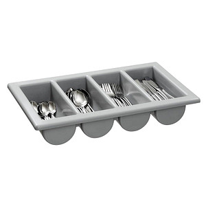 4015613584164 - 1 1GN Besteckkasten grau Stapelbarer Gastronomienorm-Besteckkasten aus Polypropylen Abmessung 530 x 325 x 100 mm