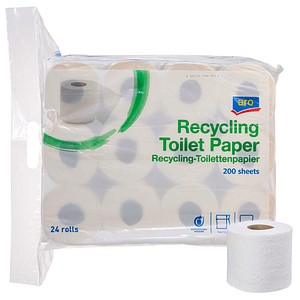 aro Toilettenpapier 2-lagig Recyclingpapier, 24 Rollen