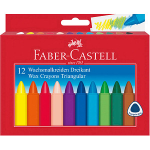 FABER-CASTELL Triangular Wachsmalstifte farbsortiert, 12 St.