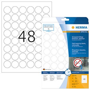 960 HERMA wetterfeste Folienetiketten 4571 weiß 30,0 x 30,0 mm