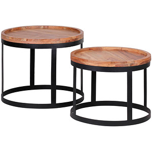 4250950223677 - Akazie Massivholz Beistelltisch 2er Set Wohnzimmertisch