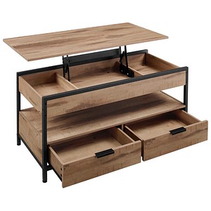 VASAGLE Couchtisch rechteckig Spanplatte beige, schwarz 100,0 x 50,0 x 48,0 – 63,0 cm, 1 St.