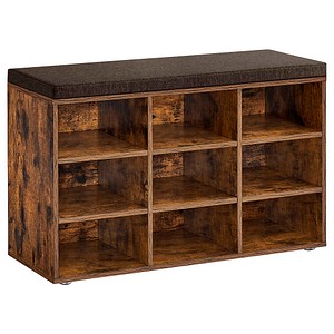 0194343194141 - Songmics - vasagle Schuhbank Schuhregal mit Sitzfläche Sitzbank mit Stauraum Kissen 9 Fächer verstellbare Ablagen für Wohnzimmer Flur 303 x