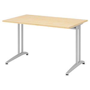 HAMMERBACHER BS12 Schreibtisch ahorn rechteckig, C-Fuß-Gestell silber 120,0 x 80,0 cm