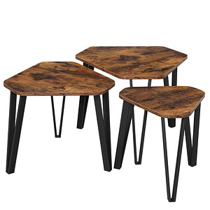 0194343106601 - Songmics - vasagle 3 Stück Beistelltisch mit Metallbeinen einfacher Aufbau Couchtische Industrie-Design vintagebraun-schwarz von LNT14BX