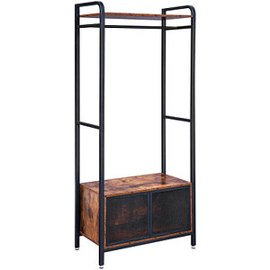 0194343231006 - Garderobenbank mit Haken und Schuhrost HSR22BX braun schwarz Metall 700 cm 0194343231006 VASAGLE