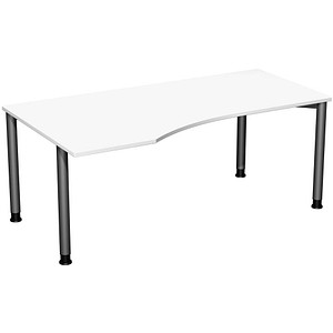 4038933477572 - Flex höhenverstellbarer Schreibtisch weiß anthrazit Trapezform 4-Fuß-Gestell grau 1800 x 800  1000 cm