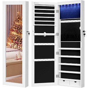 0194343264981 - Schmuckschrank weiß ohne Fachböden mit Beleuchtung 0194343264981 SONGMICS