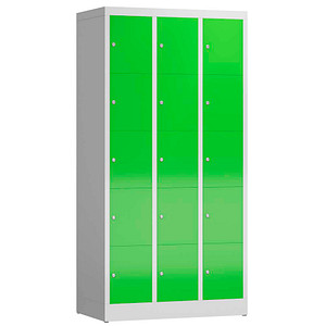 4061815857384 - Schließfachschrank ClassiX gelbgrün lichtgrau X-520535 15 Schließfächer 870 x 500 x 1800 cm 4061815857384 LÜLLMANN