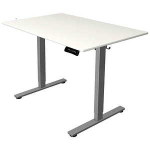Kerkmann Move base 2 elektrisch höhenverstellbarer Schreibtisch weiß rechteckig, T-Fuß-Gestell silber 120,0 x 80,0 cm