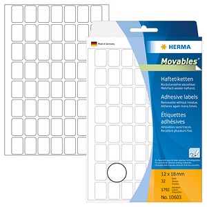 1.792 HERMA Movables Etiketten 10603 weiß 12,0 x 18,0 mm