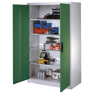 4064615115746 - Sichtfenster-Flügeltürschrank HxBxT 1950 x 1200 x 500 mm 4 Fachböden 3 Schubladen lichtgrau rubinrot C+P 4064615115746 - Sichtfenster-Flügeltürschrank HxBxT 1950 x 1200 x 500 mm 4 Fachböden 3 Schubladen lichtgrau rubinrot C+P