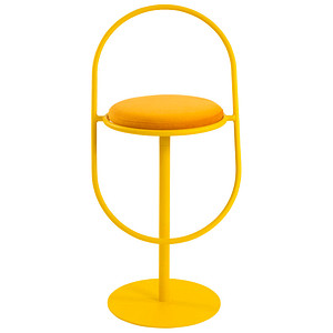 3660141960563 - meet by Paperflow Barhocker Saturne mit Rückenlehne Sitzhöhe 765 mm gepolstert zu 100 % recycelbar Samtbezug safran Gestell safran