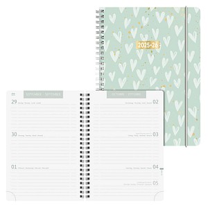 4061947139488 - Schülerkalender Hearts Juli 2025 - Dezember 2026 hellgrün