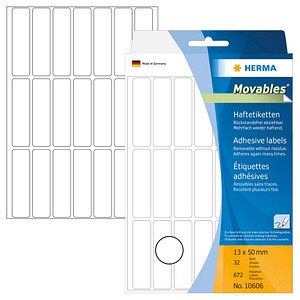672 HERMA Etiketten 10606 weiß 13,0 x 50,0 mm