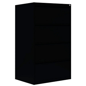 4061815525849 - Hängeregistraturschrank tiefschwarz 4 Schubladen 760 x 620 x 1320 cm  4061815525849 LÜLLMANN