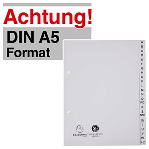 Exacompta Ordnerregister DIN A5 Halbformat A-Z grau 24-teilig, 1 Satz