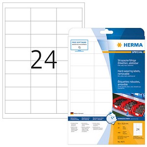 480 HERMA wetterfeste Folienetiketten 4573 weiß 66,0 x 33,8 mm