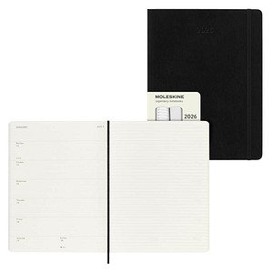 8056999275266 - Moleskine 12 Monate Wochen Notizkalender 2026 XL 1 Wo = 1 Seite rechts linierte Seite Weicher Einband Schwarz