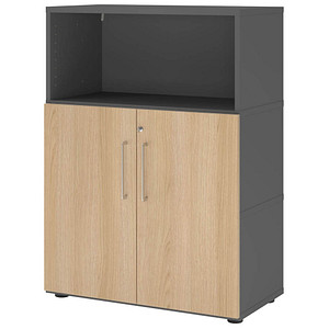 HAMMERBACHER Regalschrank FlexWall, VFW38T2KG/G/E/BS grafit, eiche 80,0 x 40,0 x 109,8 cm, 1 St.